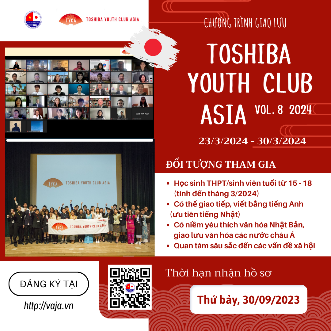 THÔNG BÁO TUYỂN HỌC SINH TRUNG HỌC PHỔ THÔNG THAM GIA CHƯƠNG TRÌNH GIAO LƯU TOSHIBA YOUTH CLUB ASIA VOL.8 2024